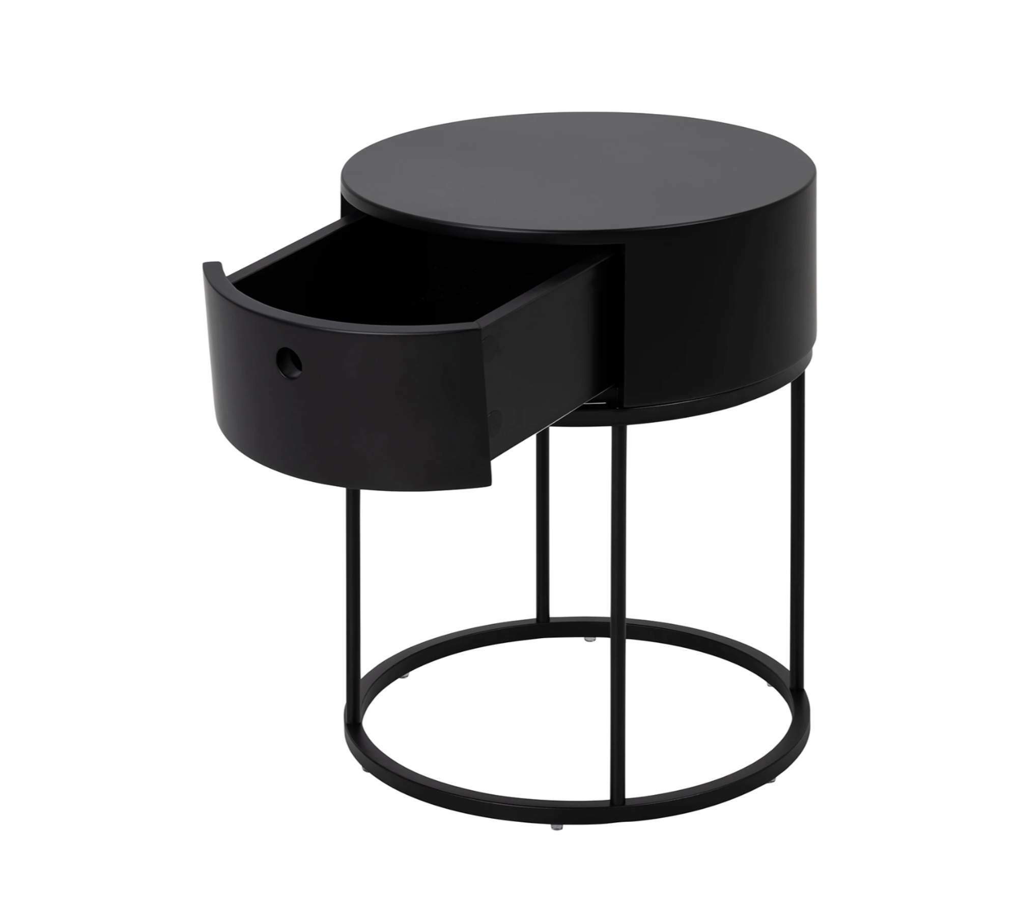 Nightstand Wood Metal Matte Black 3