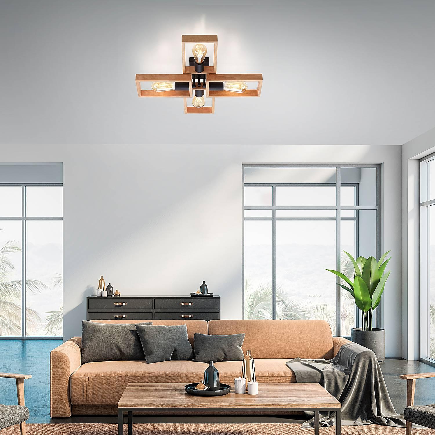 Ceiling Lamp Franky Iron Solid Acacia 2