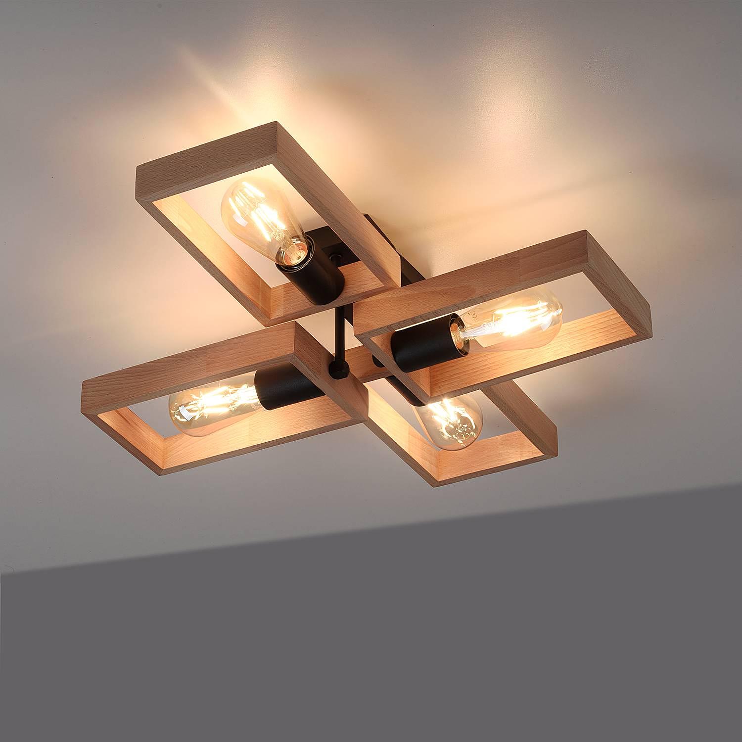 Ceiling Lamp Franky Iron Solid Acacia 4