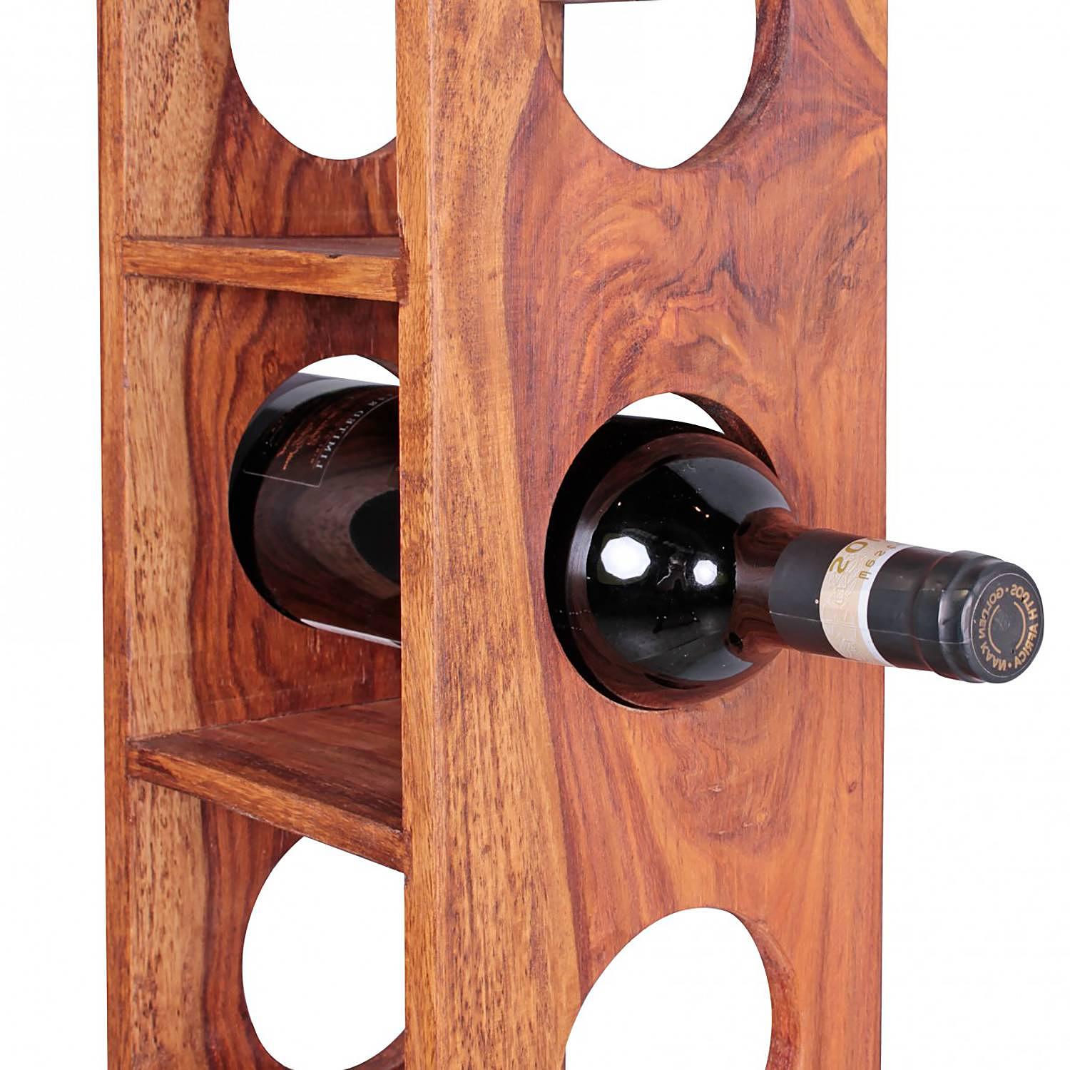 Raveo Wine Rack Sheesham Solid Wood 4