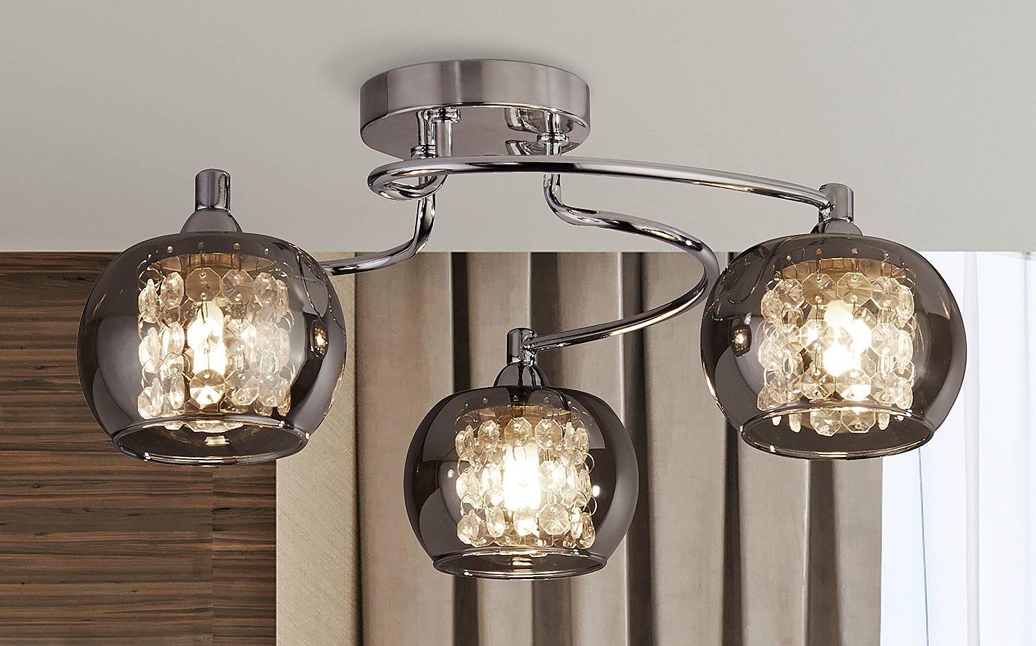 Ceiling light Lovell Smoked glass Silver 1