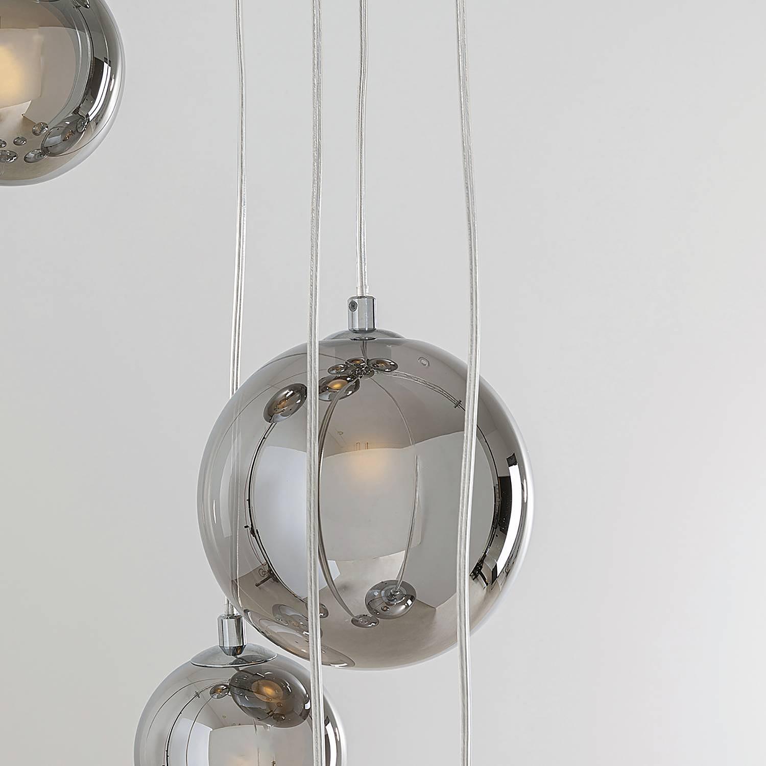 12-flame pendant lamp Symphony steel glass silver 3