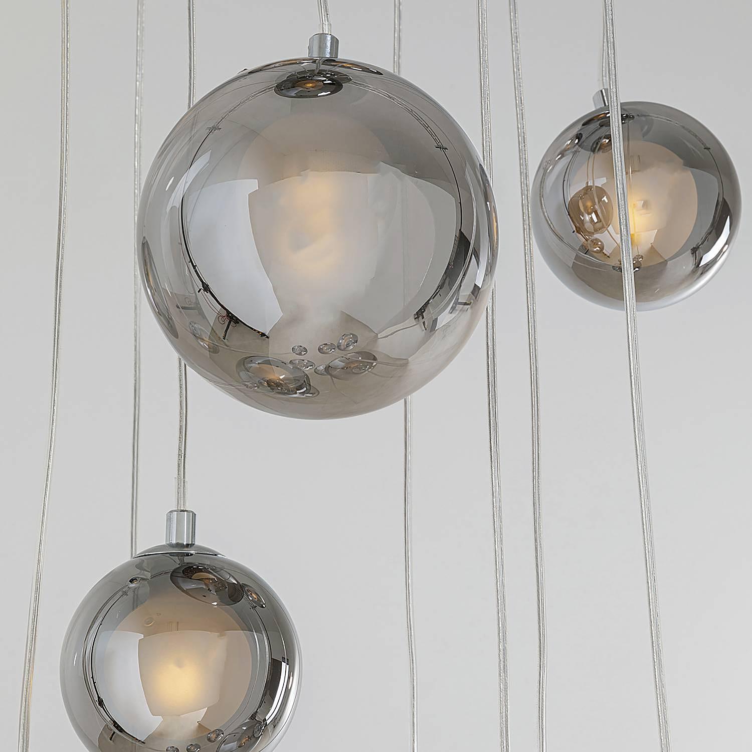 12-flame pendant lamp Symphony steel glass silver 4