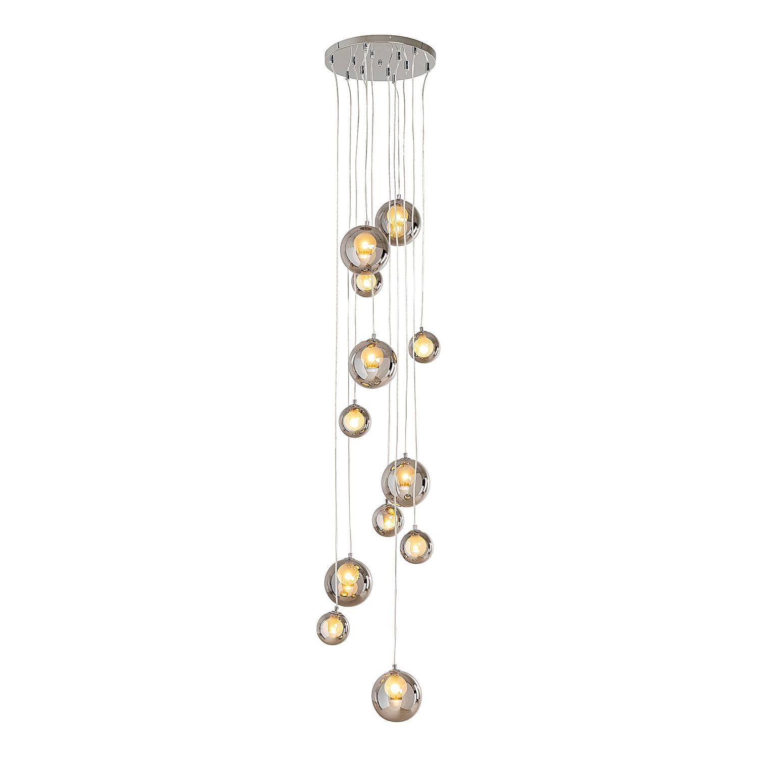 12-flame pendant lamp Symphony steel glass silver 1