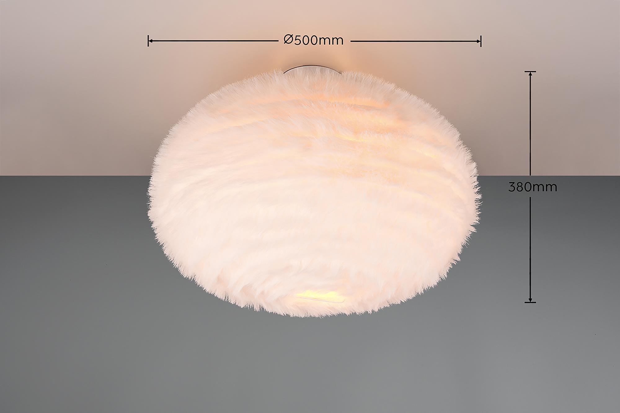 Furry ceiling lamp iron polyester white 2-flame 2