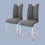 Freischwinger Ratos (Set of 2) Faux Leather / Stainless Steel Gray 0