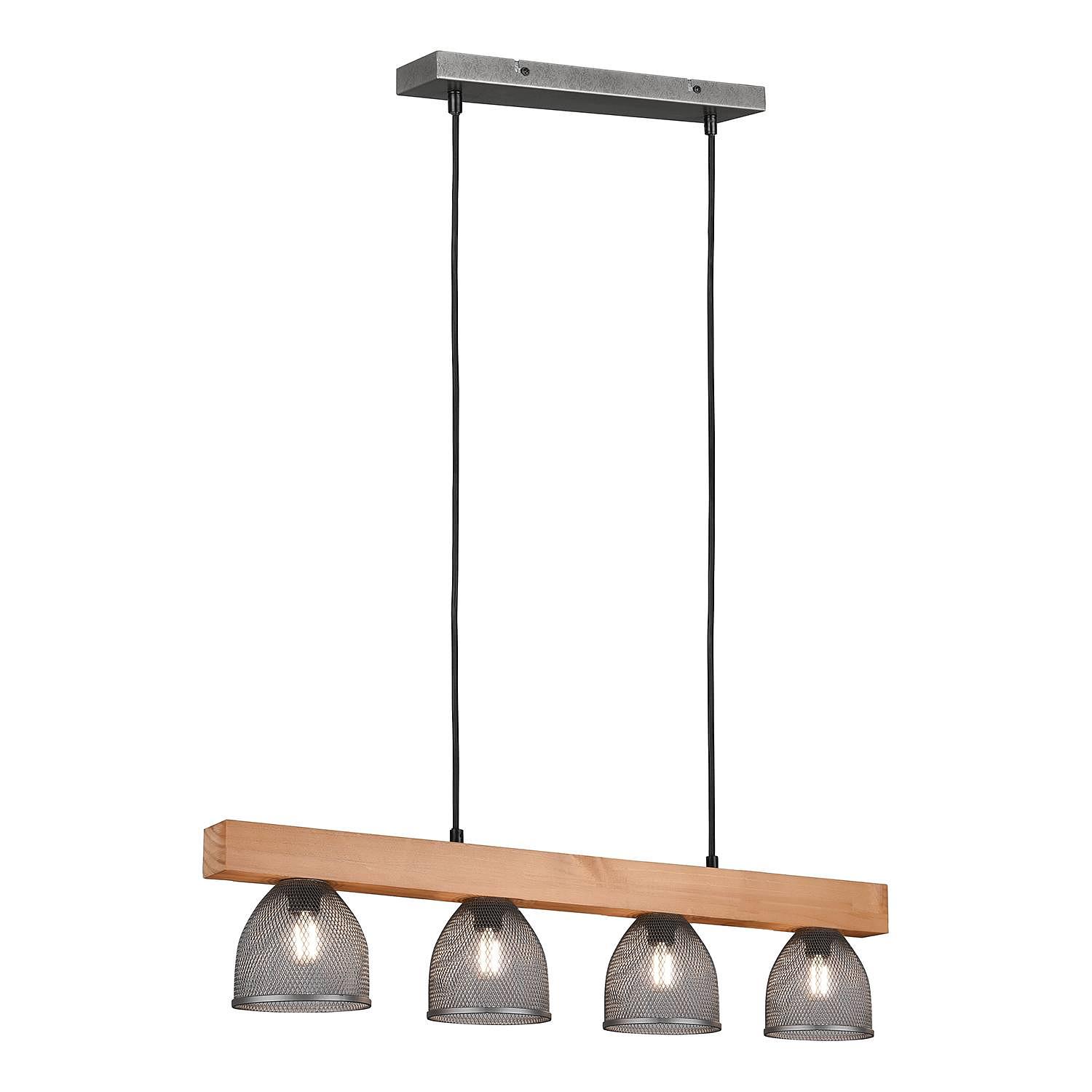 Ceiling lamp Cestino Solid wood 4-light brown 4