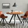 2x Upholstered Chair Faux Leather Brown Telescopic Legs Black 0