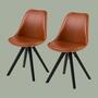 2x Upholstered Chair Faux Leather Brown Telescopic Legs Black 1