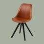 2x Upholstered Chair Faux Leather Brown Telescopic Legs Black 2