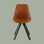 2x Upholstered Chair Faux Leather Brown Telescopic Legs Black 3