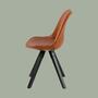 2x Upholstered Chair Faux Leather Brown Telescopic Legs Black 4