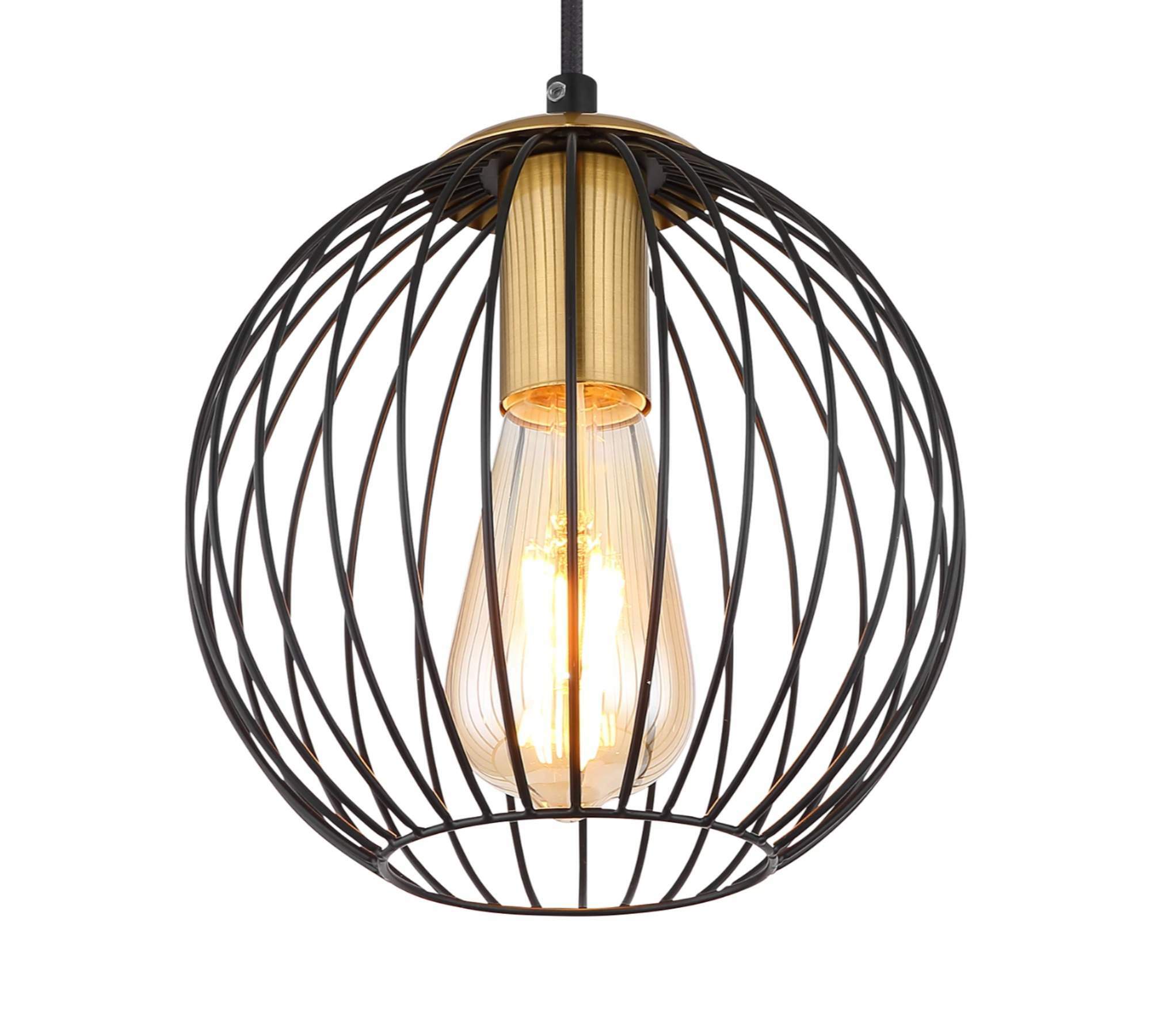 Pendant lamp 3-light metal black gold 3
