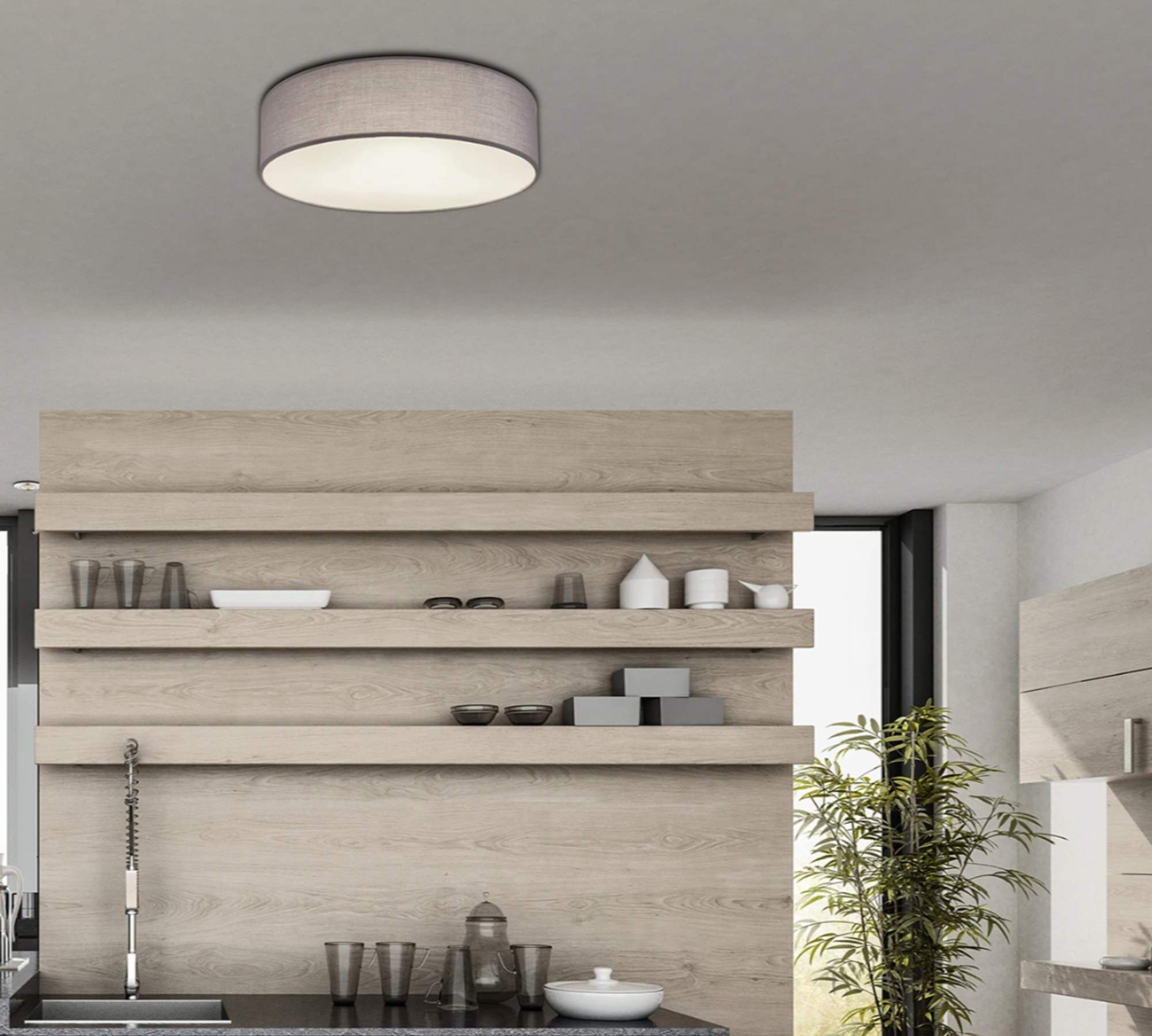 Ceiling light 1-flame Fabric Grey 4