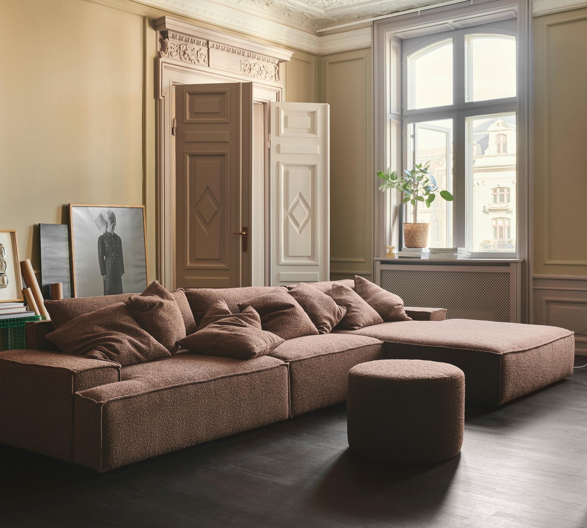 Daphne 1-seater chaise longue left Maya warm grey 5