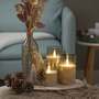 3x LED Candle Clear Glass Natural Fiber 0