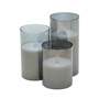 3x LED Candle Clear Glass Natural Fiber 1