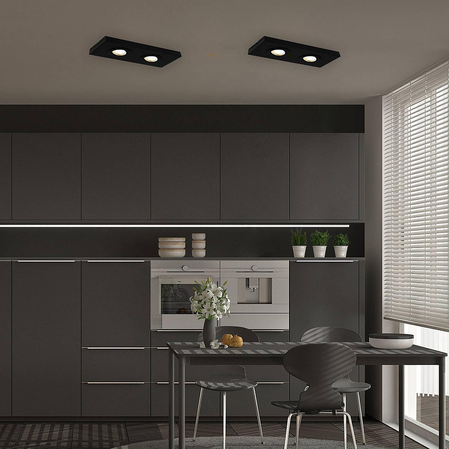 Morco LED Ceiling Light Aluminum Black 2-flame 1