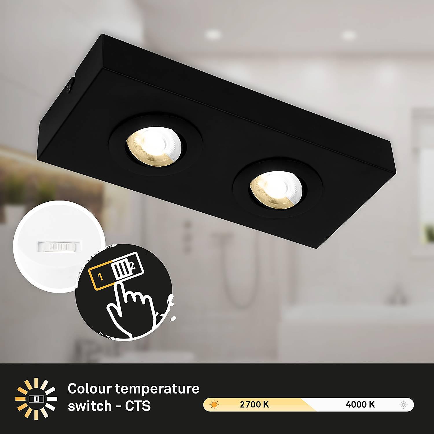 Morco LED Ceiling Light Aluminum Black 2-flame 3
