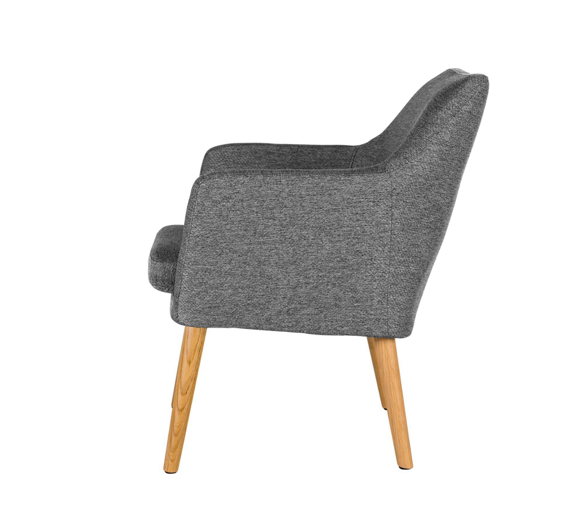 Loungesessel Massivhol Webstoff Grau 3