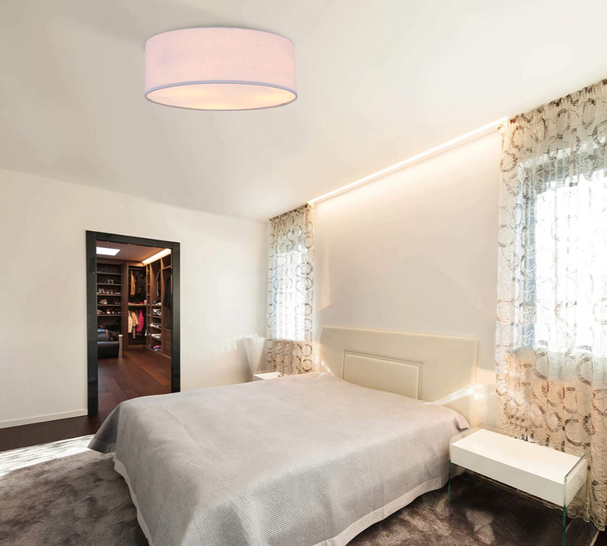 Ceiling light 3-flame blended fabric grey 3