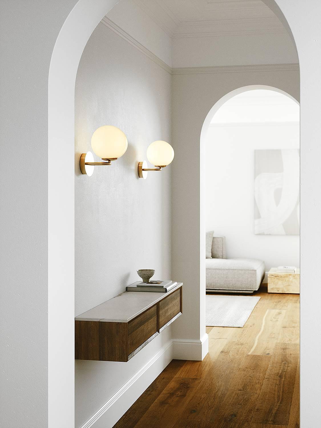 1-Flame Wall Lamp Shapes Aluminum Brass 0