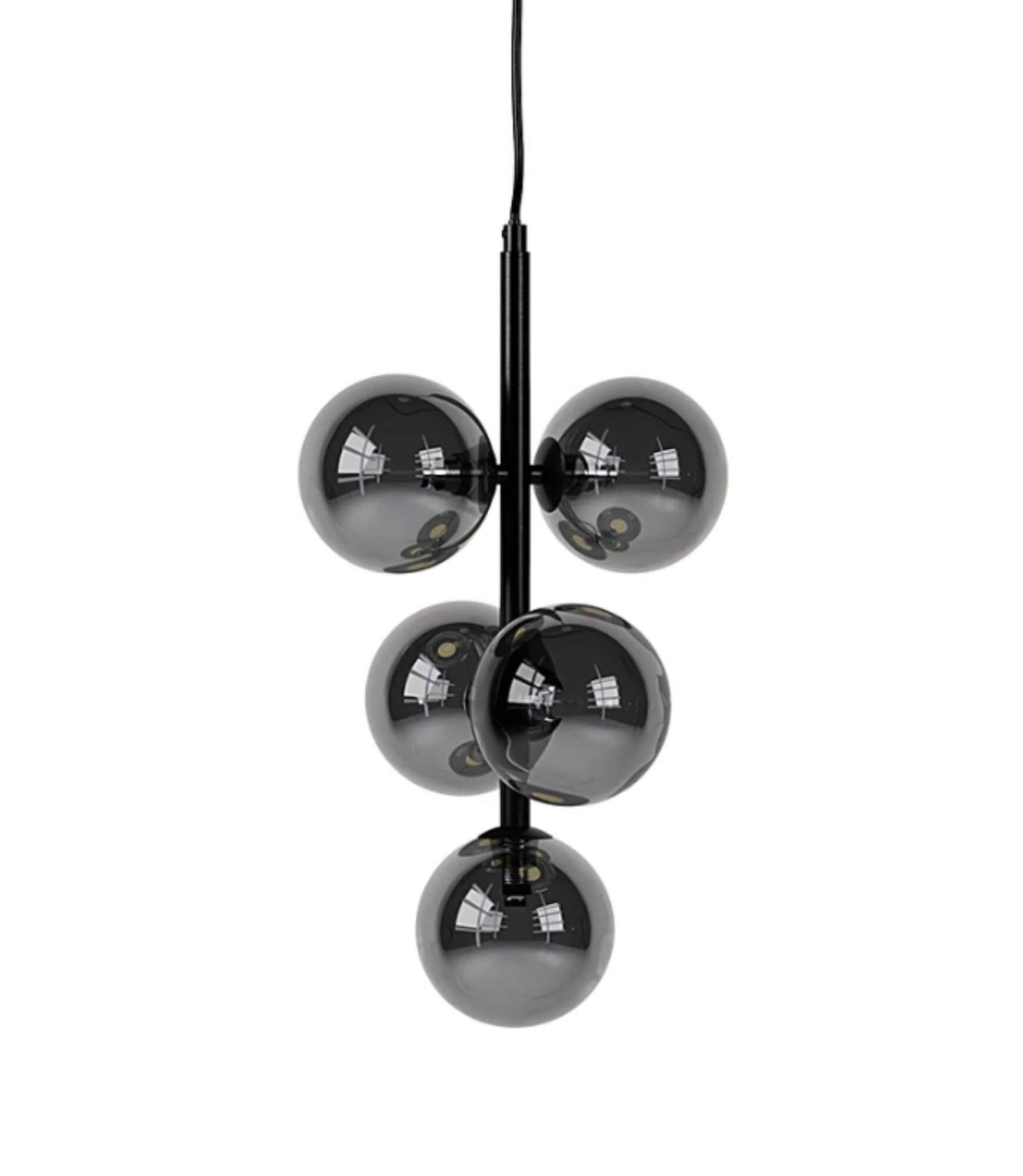Pendant light 5-flame smoked glass metal grey 1