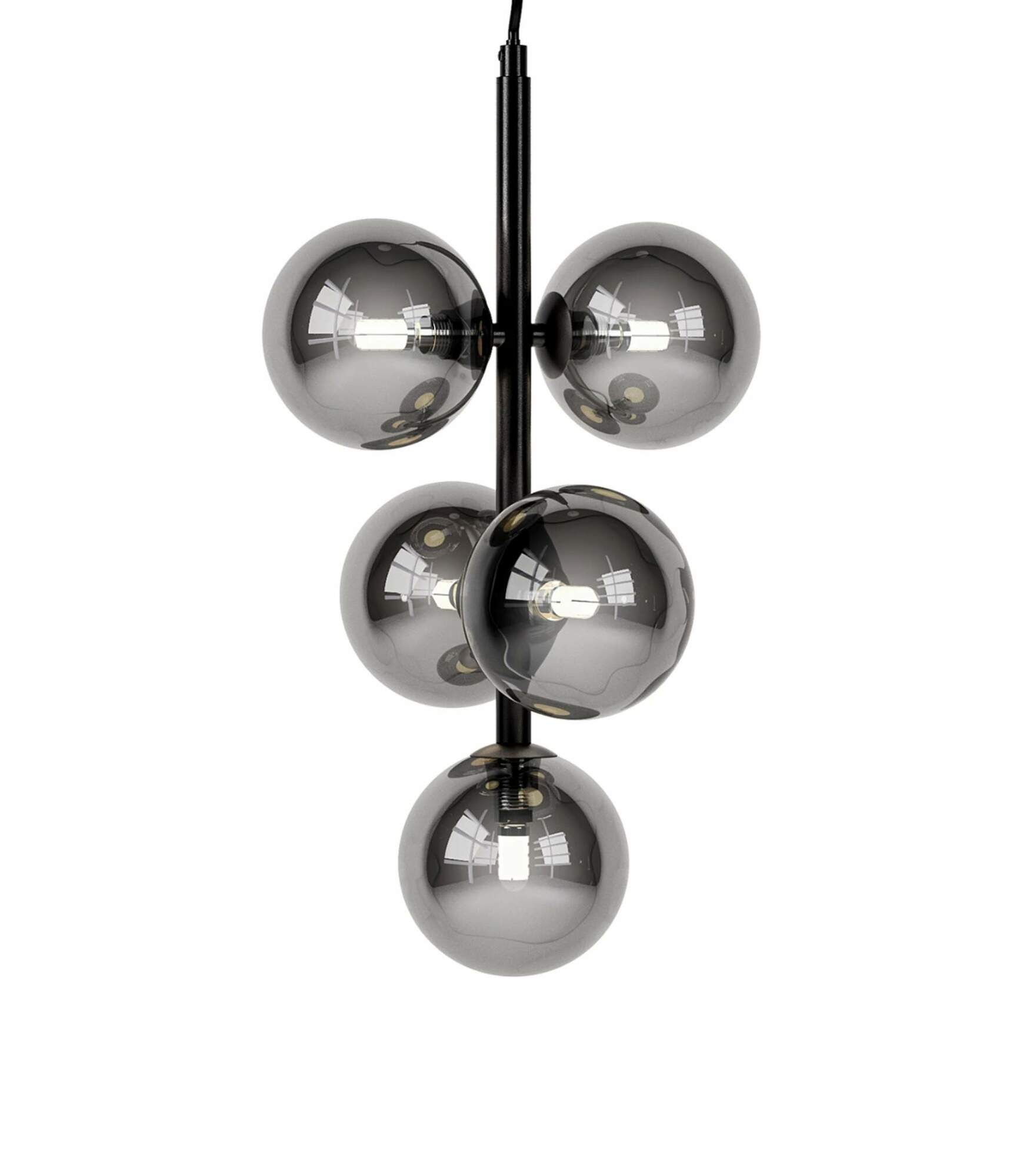 Pendant light 5-flame smoked glass metal grey 2