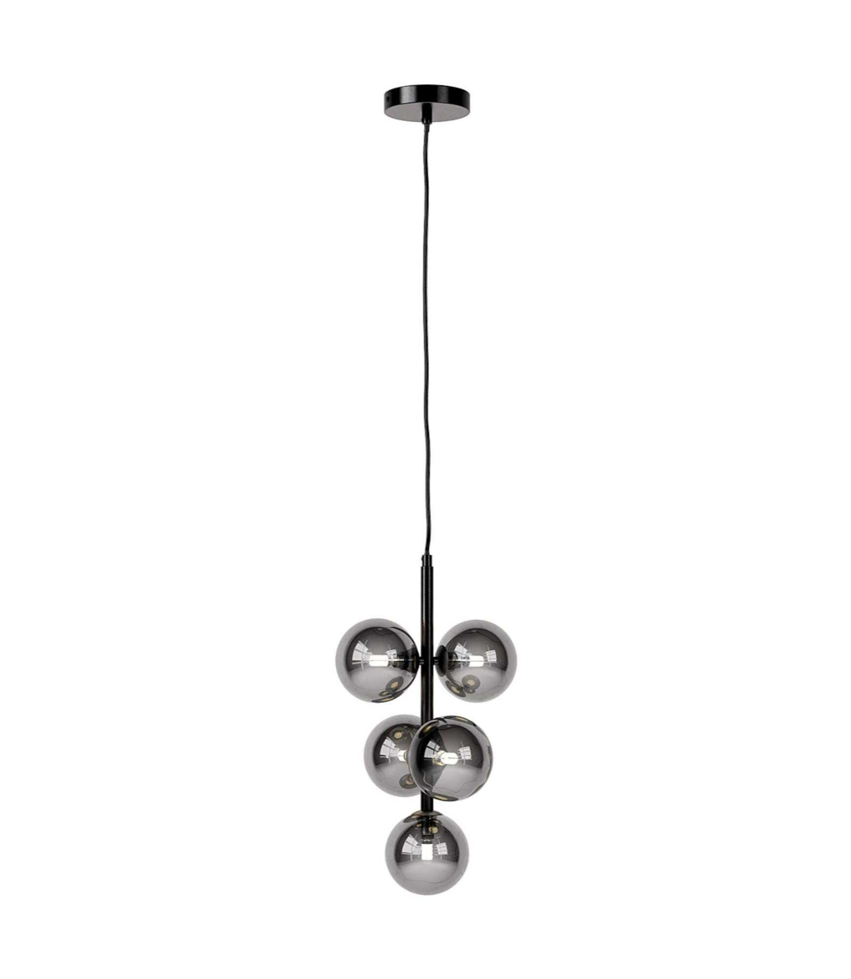Pendant light 5-flame smoked glass metal grey 4