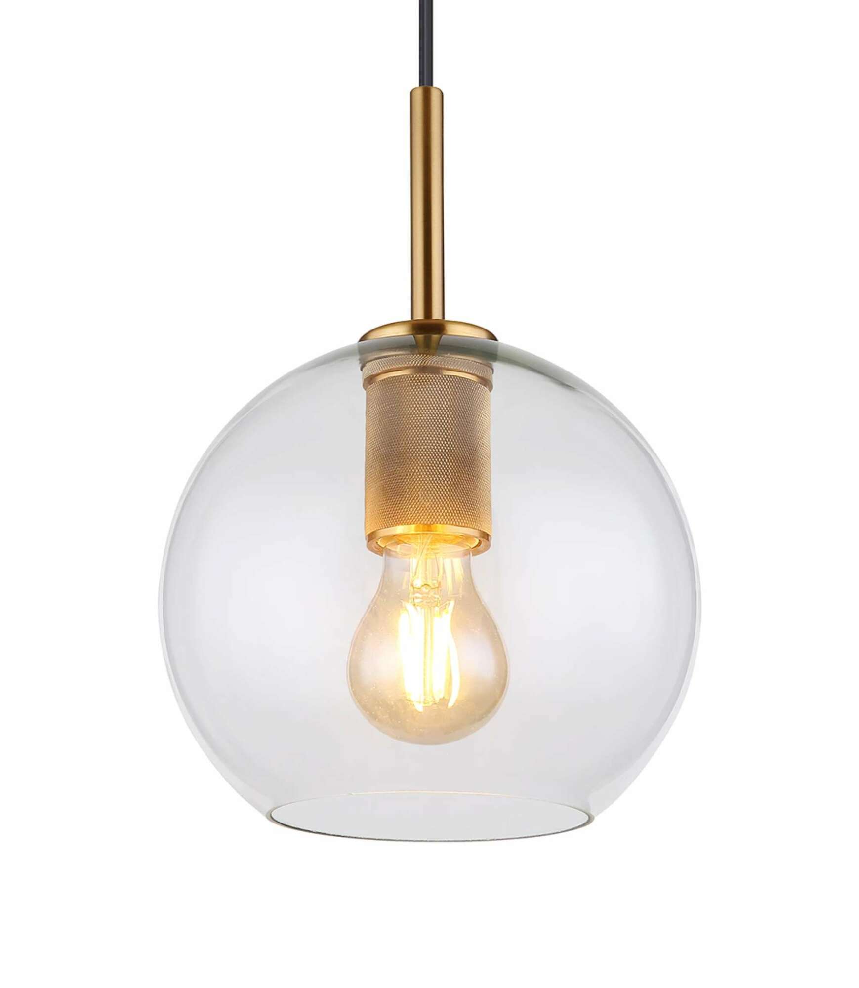 Pendant lamp 1-bulb clear glass gold 0
