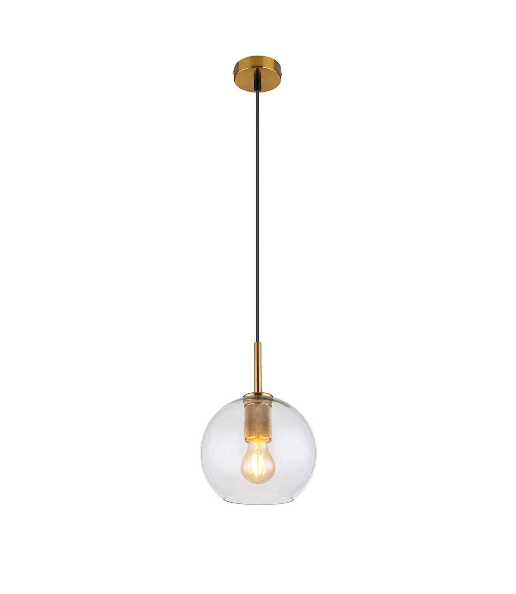 Pendant lamp 1-bulb clear glass gold 1