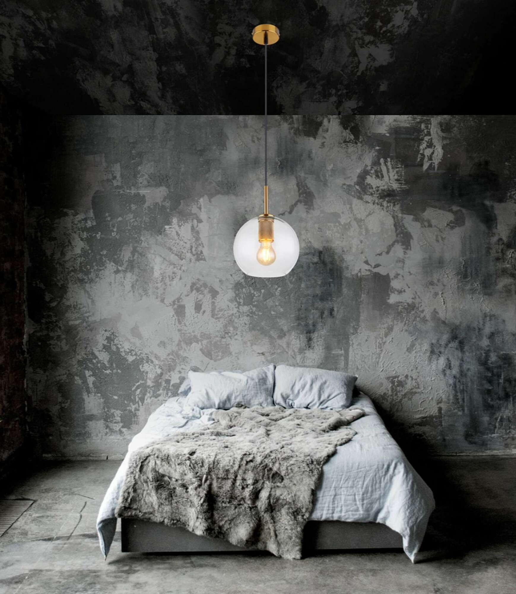 Pendant lamp 1-bulb clear glass gold 3