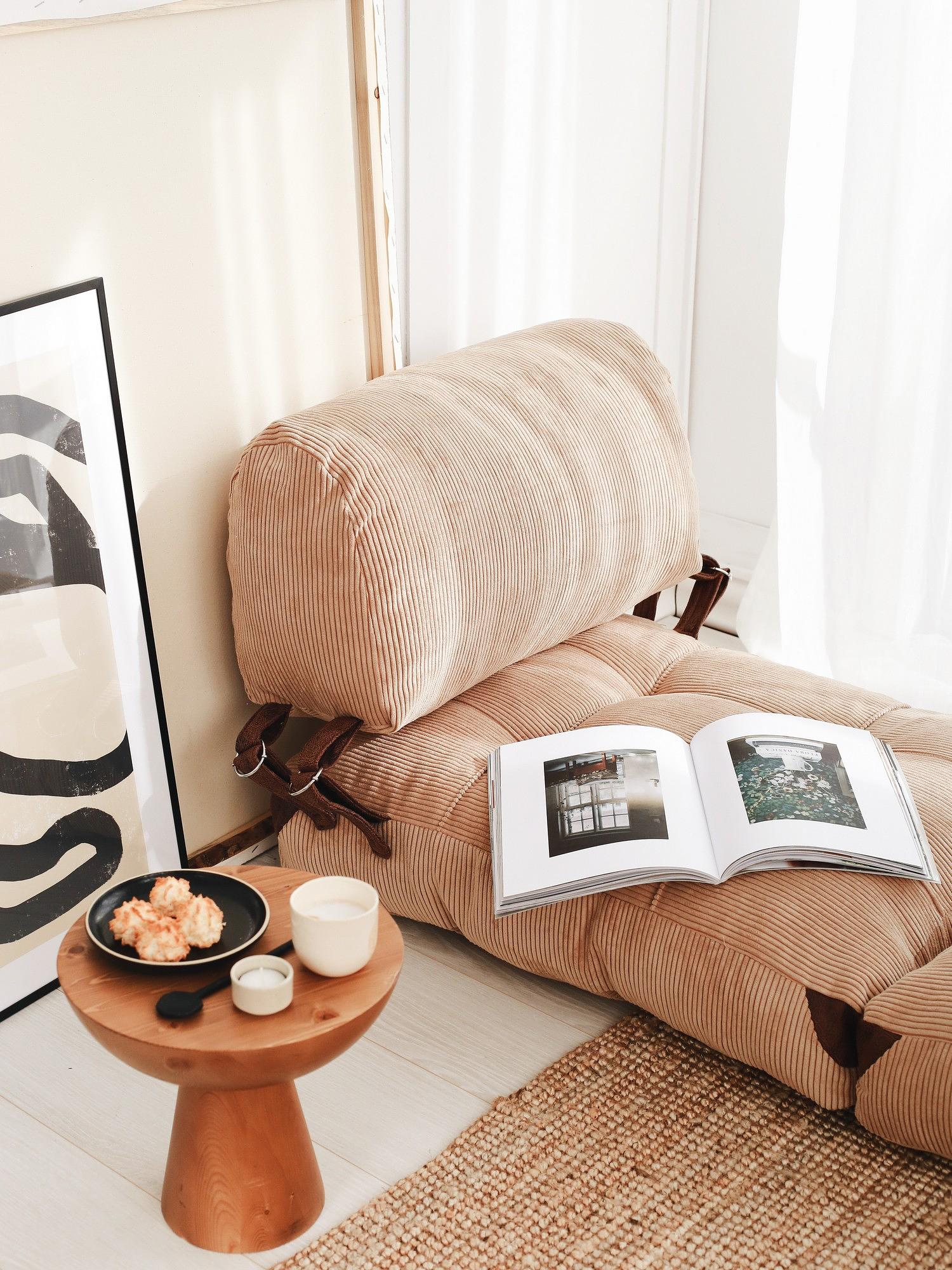 Fold Velvet Armchair Sofa Bed 1-Seater Camel 4