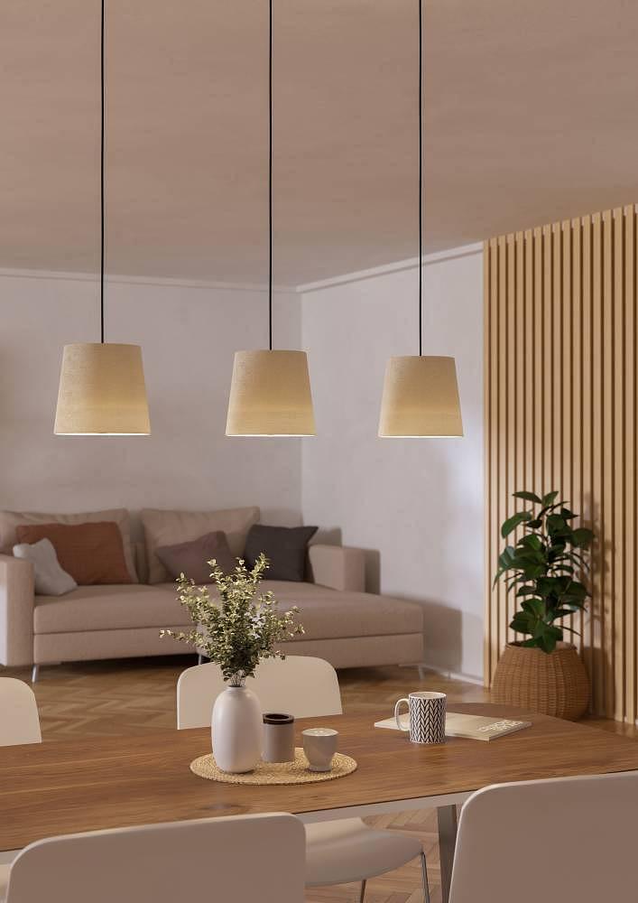 Febres Type C Pendant Lamp Blended Fabric Steel 3-Light 1