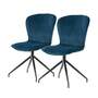 2x Upholstered chair velvet iron blue 2
