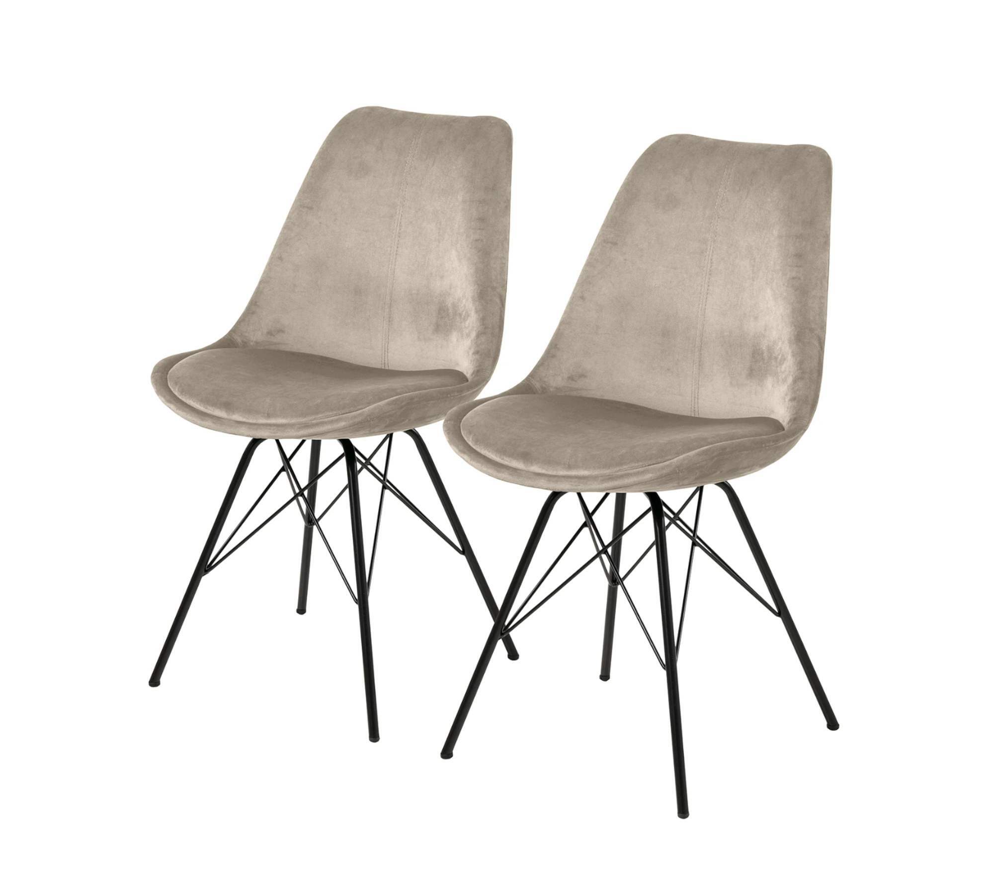 2x dining chair velvet metal sand 0