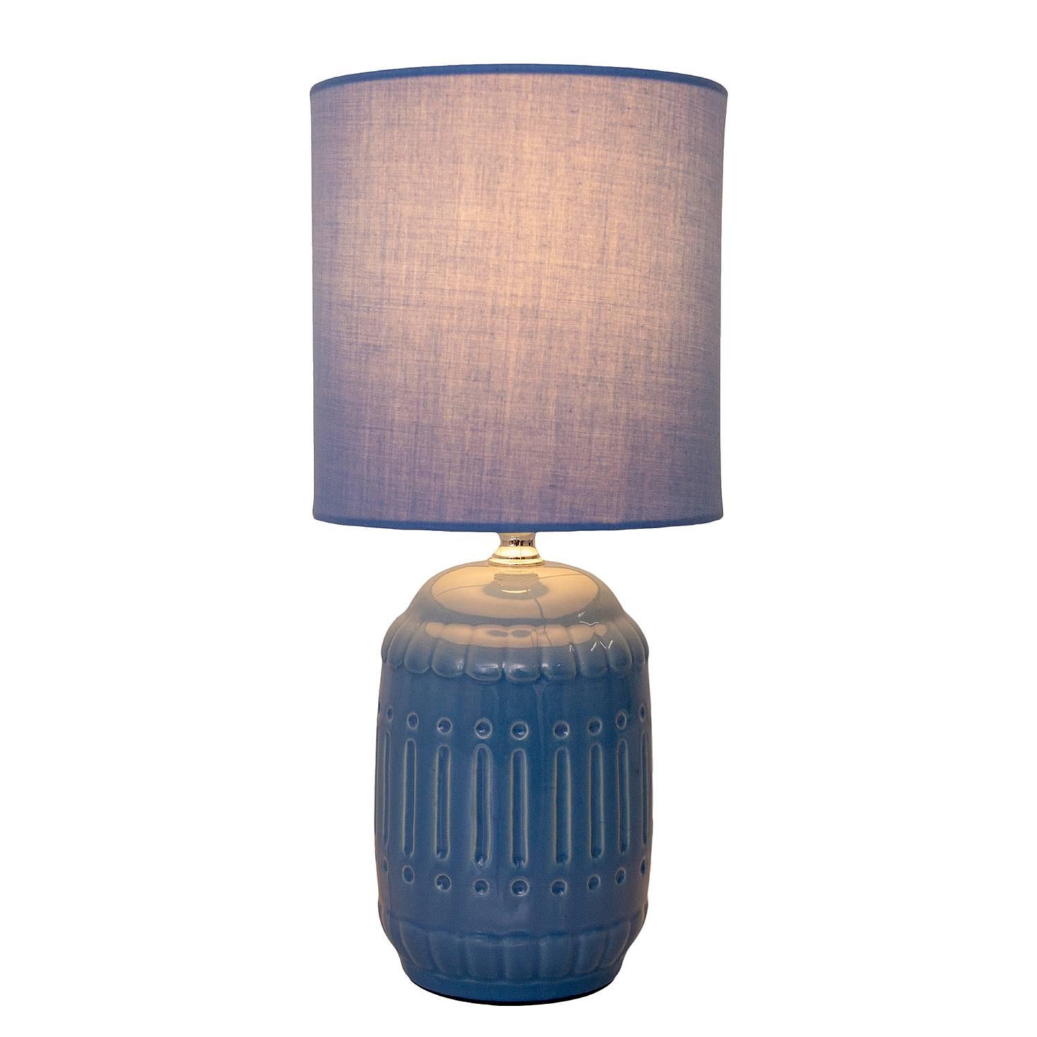 Erida Table Lamp Mixed Fabric Ceramic Blue Single-flame 2