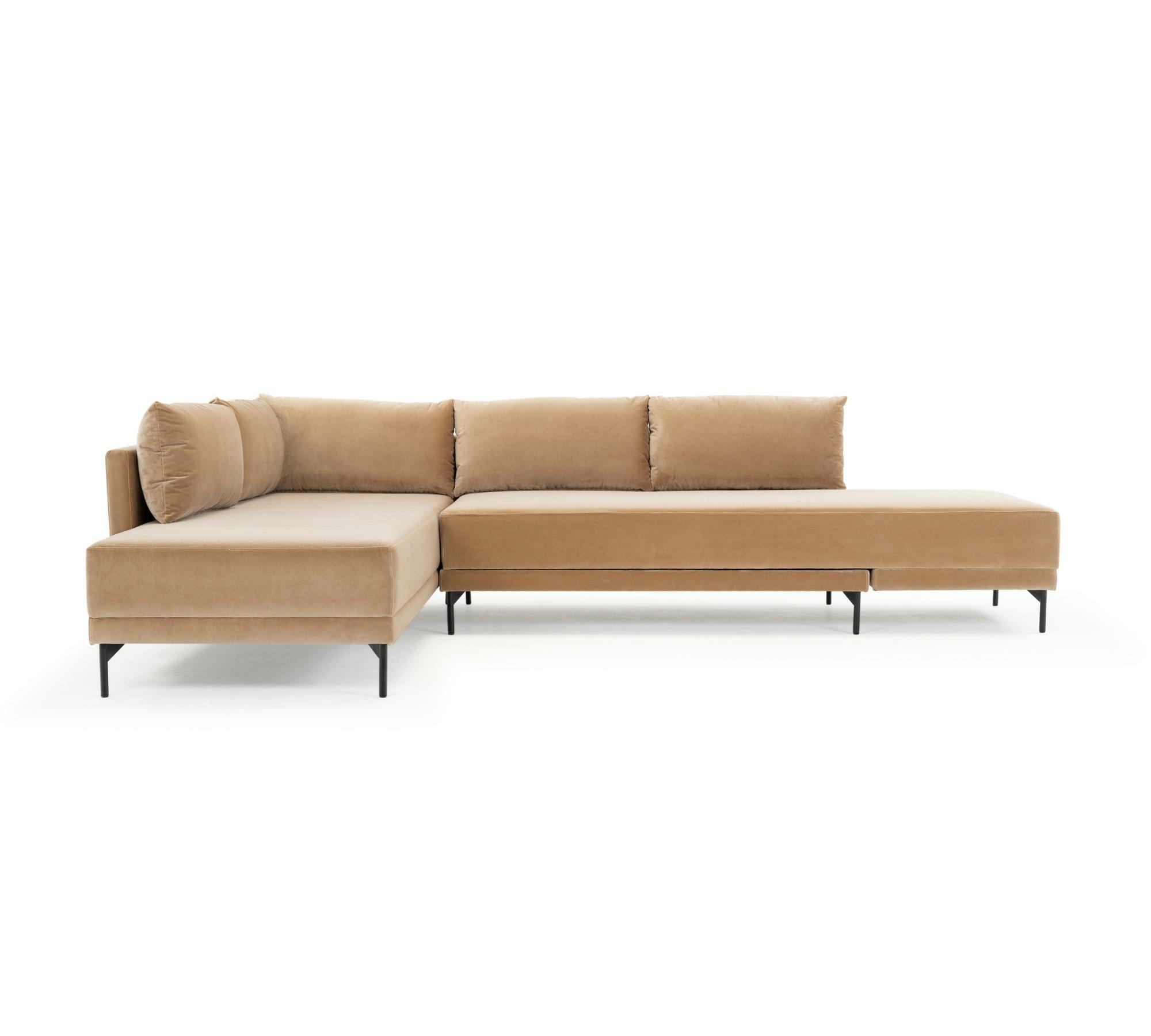 Vivica Schlafsofa Récamiere Links Velours Matt Beige 1