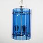 Lampada a sospensione in vetro blu anni '70 5