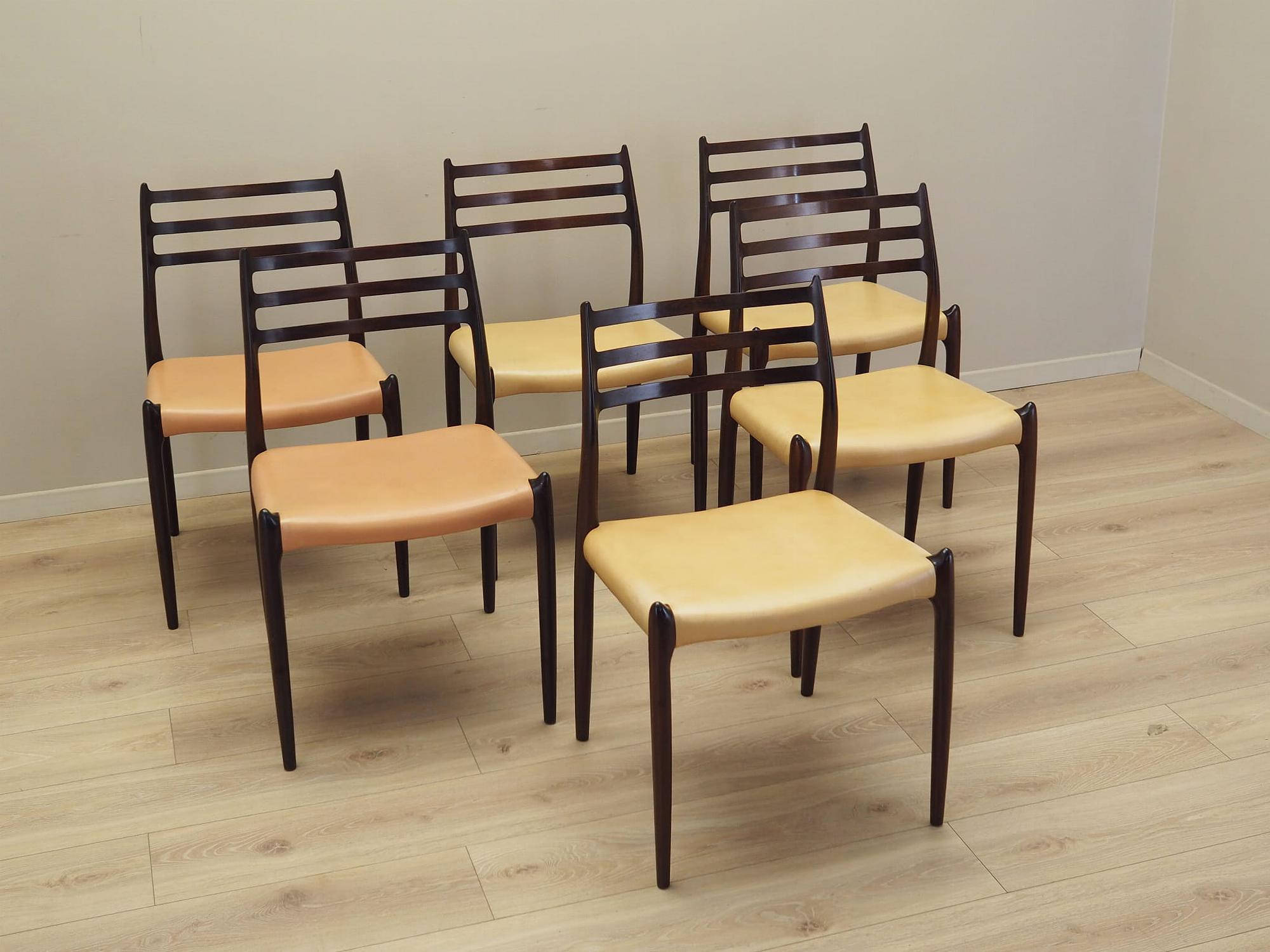 Sechser-Set Mahogany Stühle 1960 Jahre 1