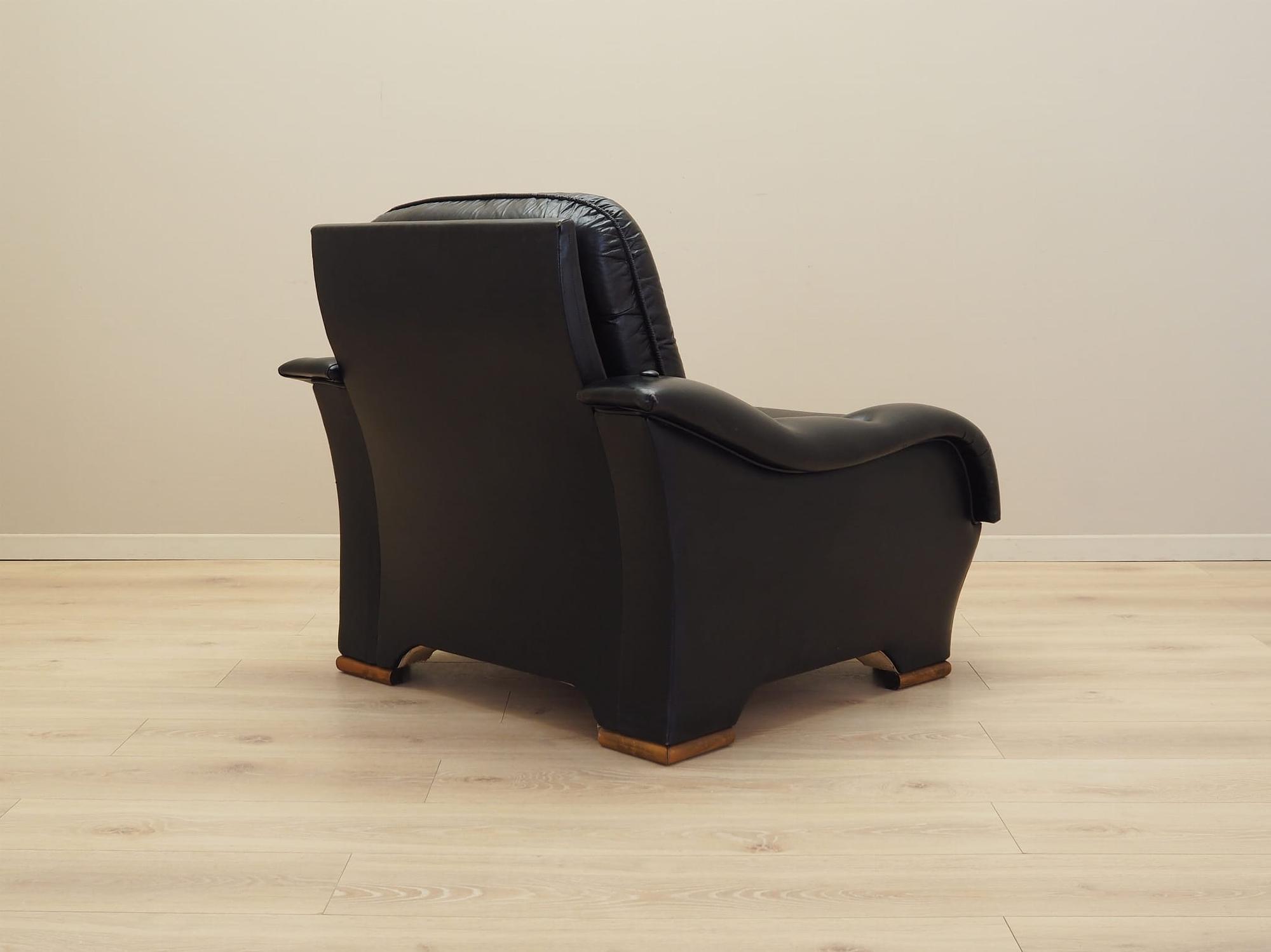 Armchair Faux Leather Black 1980s 8