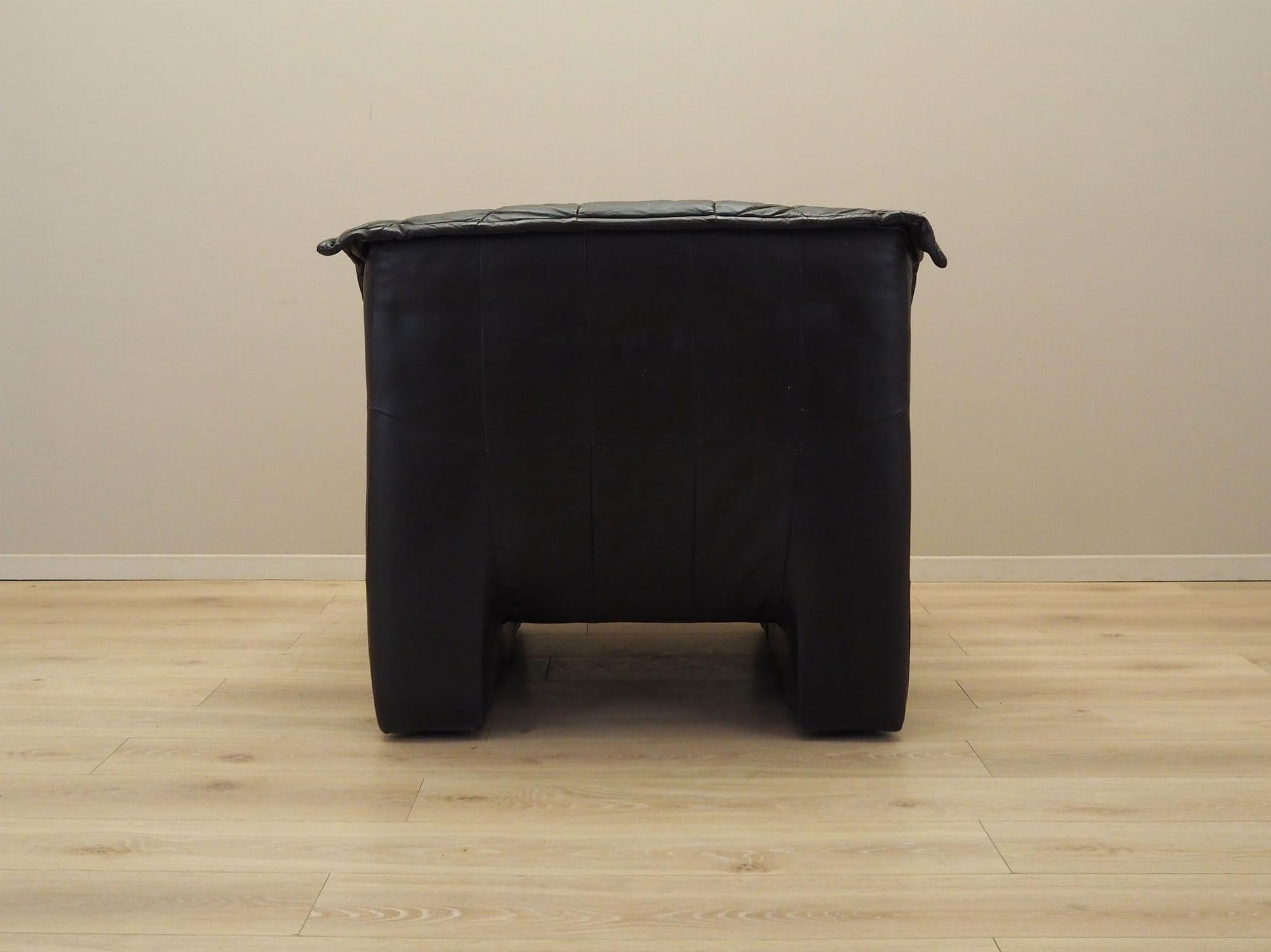 Armchair Leather Black 1960s 7