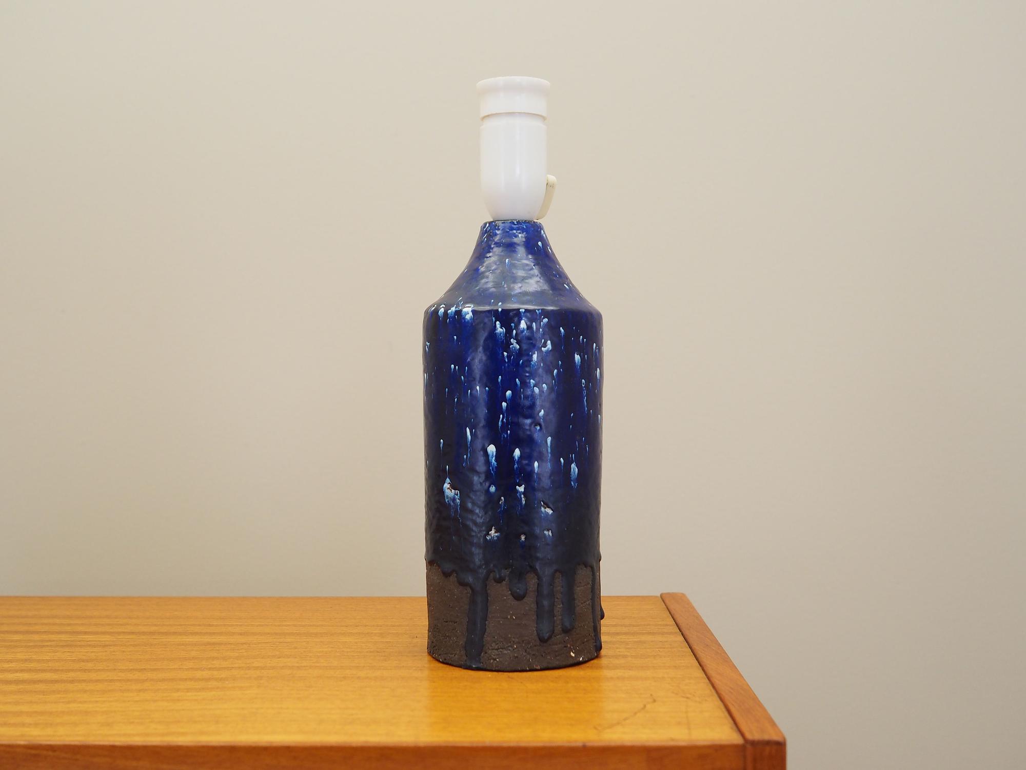 Tischlampe Keramik Blau 1960er Jahre 1