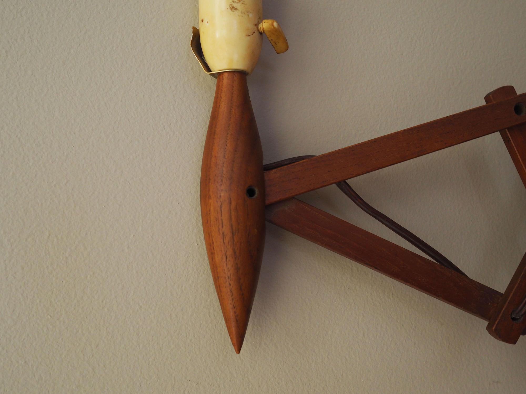 Scissor Wandleuchte Teakholz 1970er Jahre 9