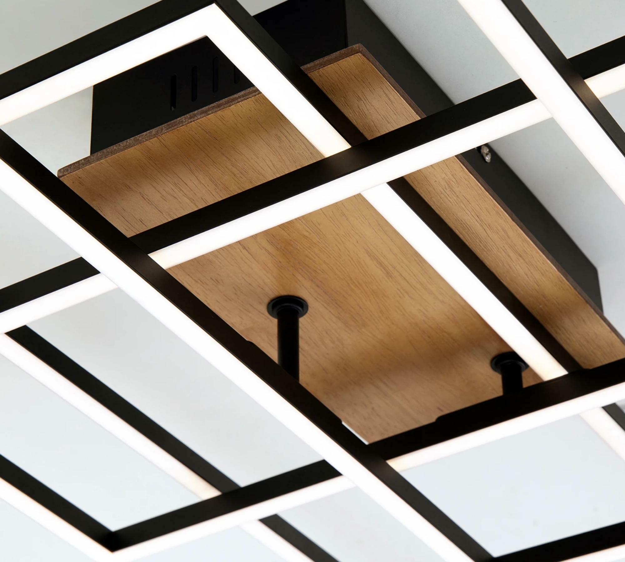 LED ceiling light in frame shape wood look I 1