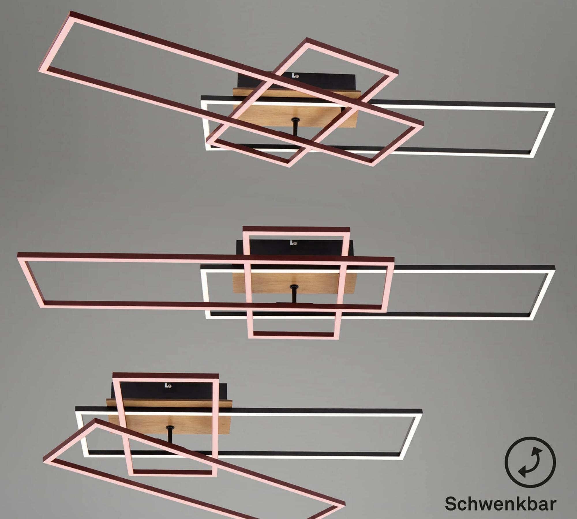 LED ceiling light in frame shape wood look I 2