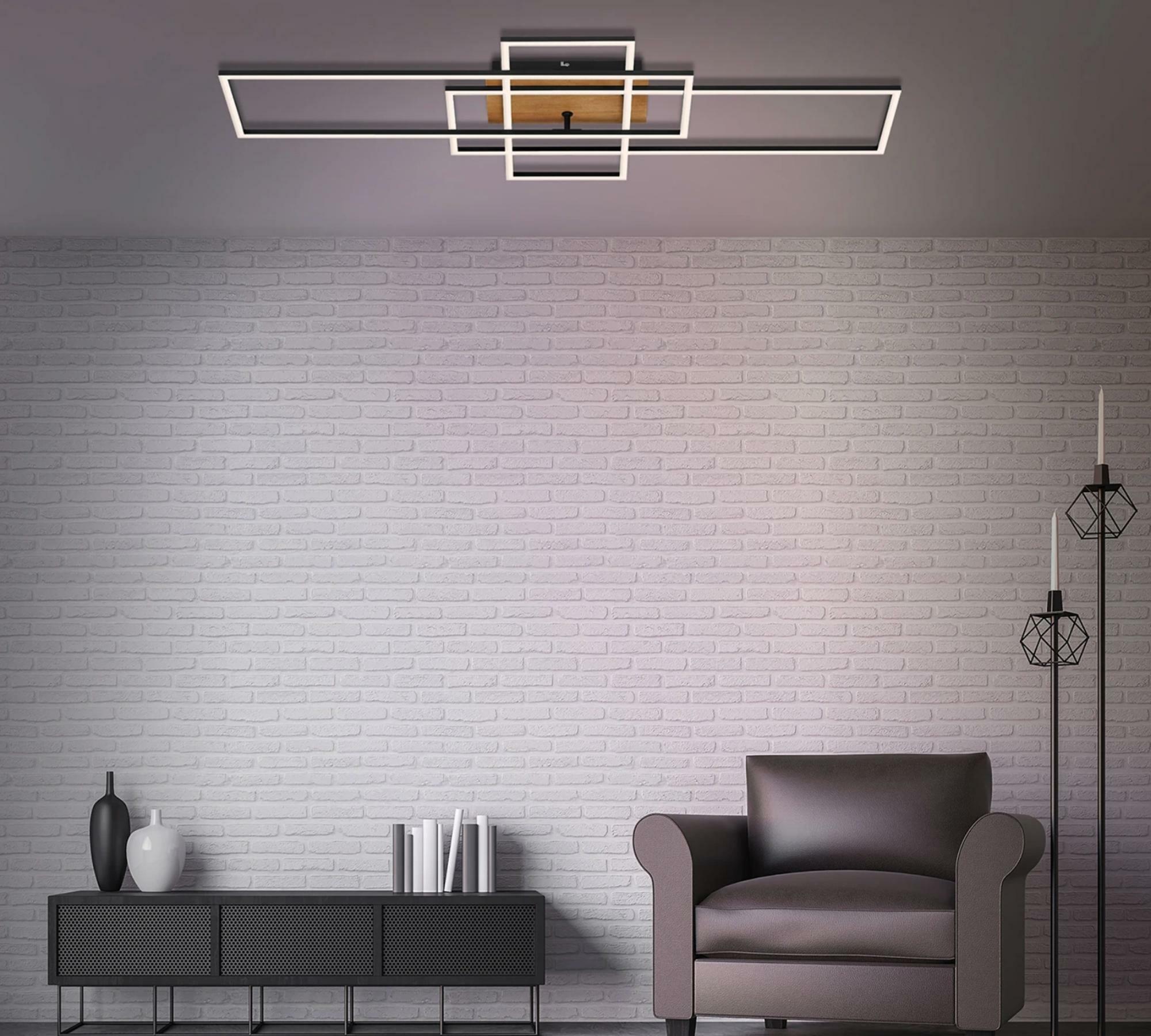 LED ceiling light in frame shape wood look I 3