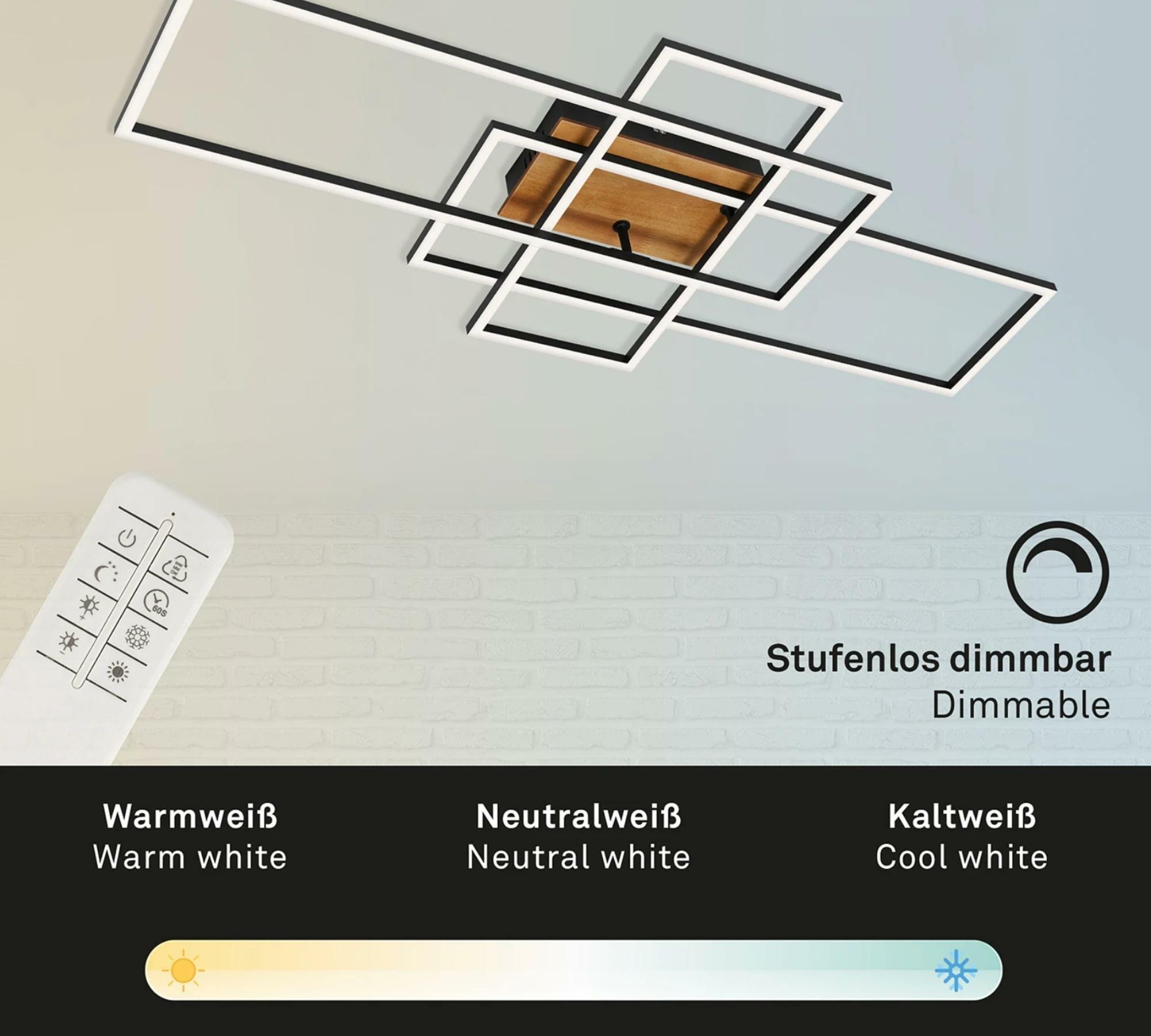 LED ceiling light in frame shape wood look I 5