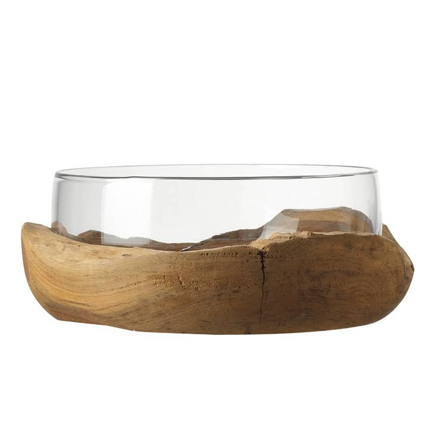 Schale inkl. Teaksockel Terra Transparent 2