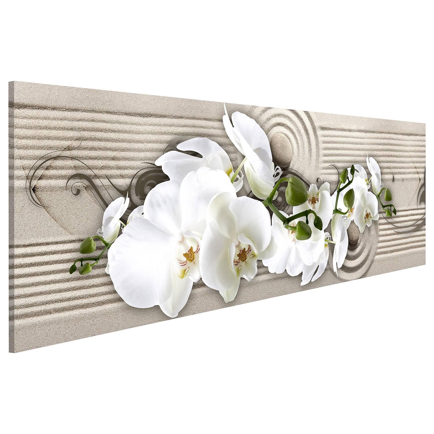 Bild Whisper of Sand Leinen Beige / Weiß 120 x 40 cm 0